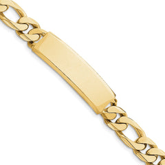 14K Hand-polished Figaro Link ID Bracelet Plate (Per Inch)