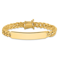 14k Hand-polished Solid Chain/Solid Plate Curb Link 44x9mm Plate 8 inch ID Bracelet