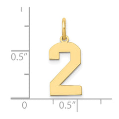 14k Medium Polished Number 2 Charm - 2