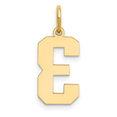 14k Medium Polished Number 3 Charm - 2