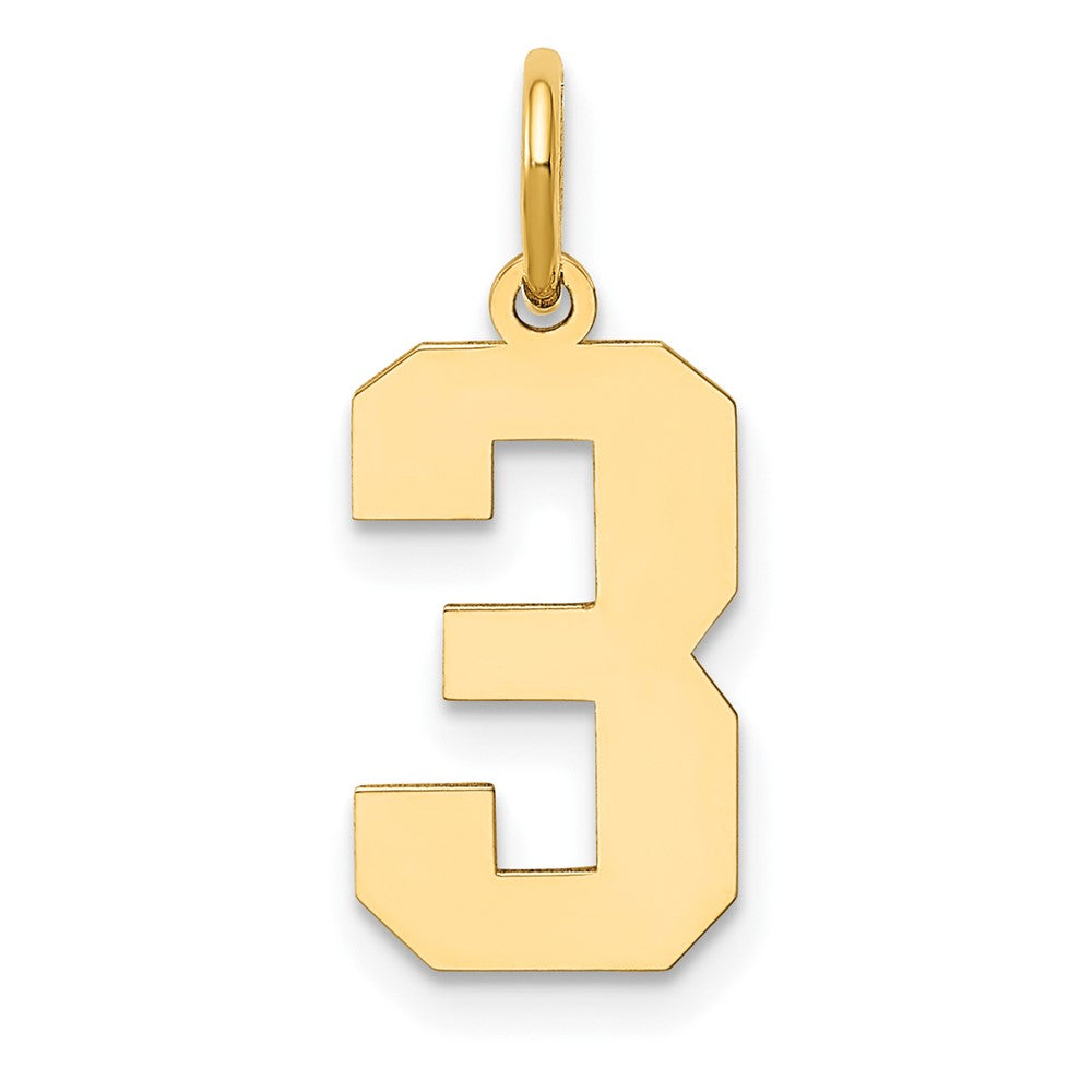 14k Medium Polished Number 3 Charm - 2