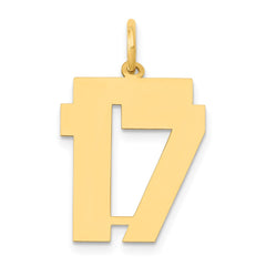 14k Medium Polished Number 17 Charm - 2