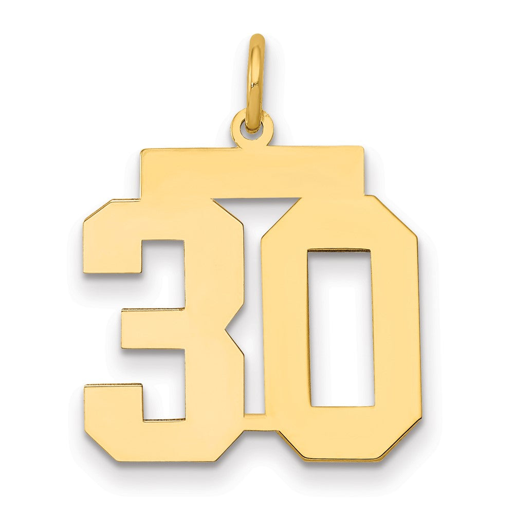 14k Medium Polished Number 30 Charm - 2