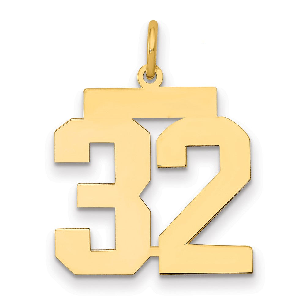 14k Medium Polished Number 32 Charm - 2
