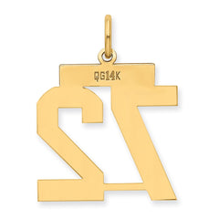 14k Medium Polished Number 72 Charm