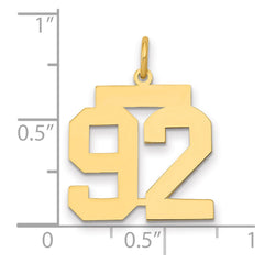 14k Medium Polished Number 92 Charm - 2