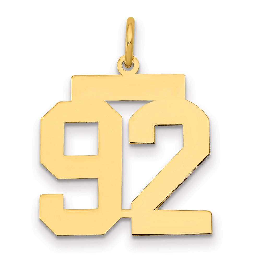 14k Medium Polished Number 92 Charm - 2