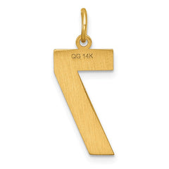 14k Large Brushed Diamond-cut  Number 7 Charm