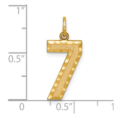 14k Large Brushed Diamond-cut  Number 7 Charm