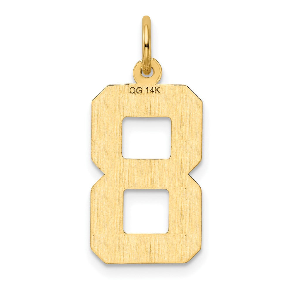 14k Large Brushed Diamond-cut  Number 8 Charm