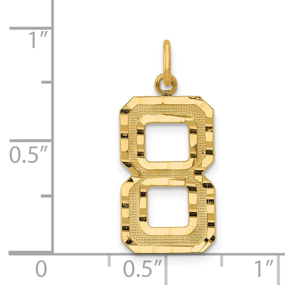 14k Large Brushed Diamond-cut  Number 8 Charm