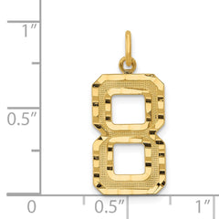 14k Large Brushed Diamond-cut  Number 8 Charm