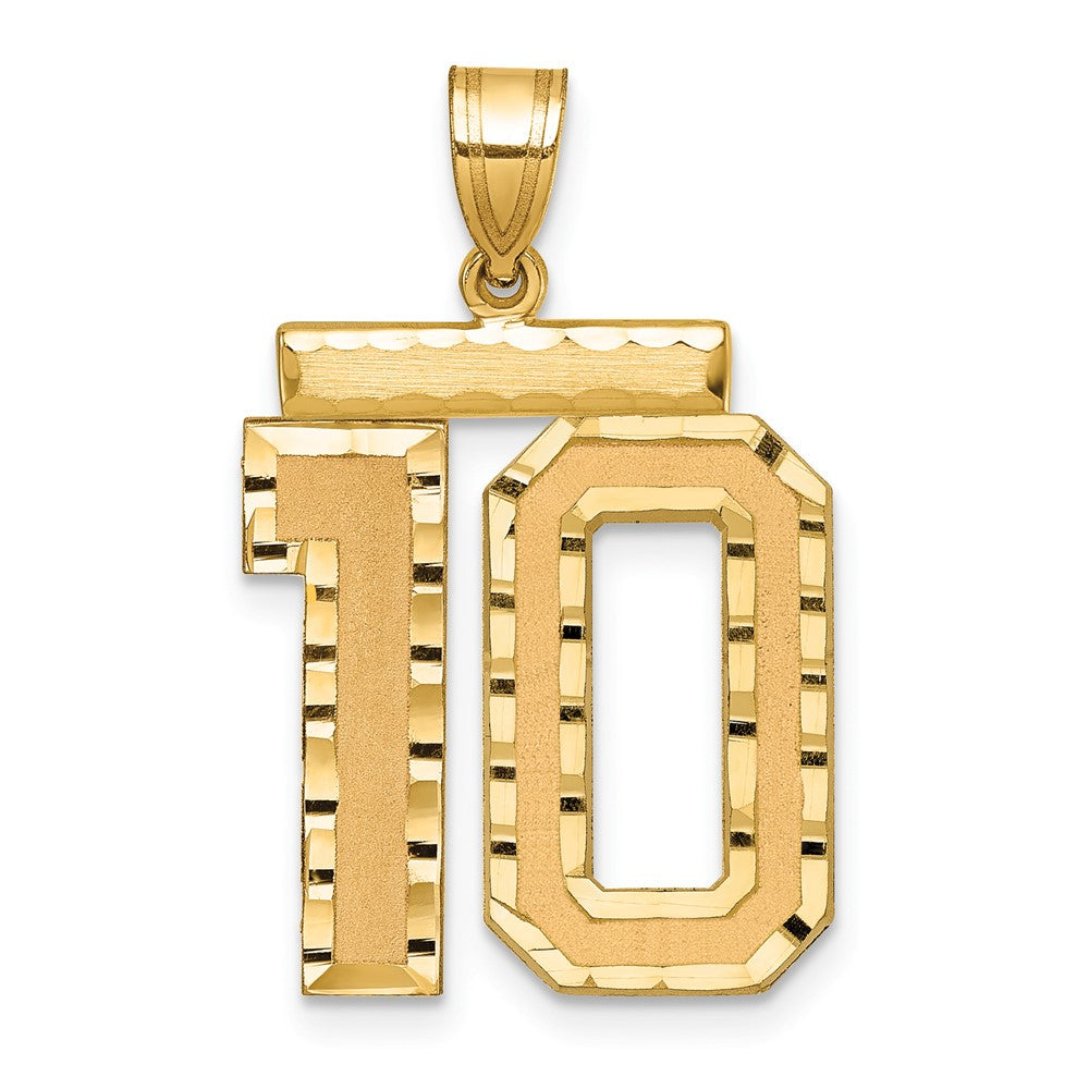 14k Large Brushed Diamond-cut Number 10 Charm