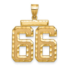 14k Large Brushed Diamond-cut Number 66 Charm