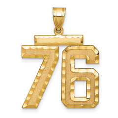 14k Large Brushed Diamond-cut Number 76 Charm