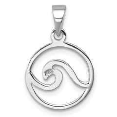 Sterling Silver Rhodium-plated Polished Wave Pendant