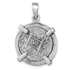 Sterling Silver Rhodium-plated Polished and Antiqued Medieval Coin Pendant - 2
