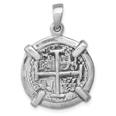 Sterling Silver Rhodium-plated Polished and Antiqued Medieval Coin Pendant - 2