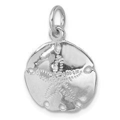 Sterling Silver Rhodium-plated Polished Sand Dollar Pendant - 2