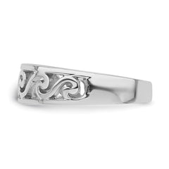 Sterling Silver Rhodium-plated Cut-Out Polished Wave Band Ring - 4