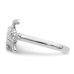Sterling Silver Rhodium-plated Polished Turtle Ring - 2