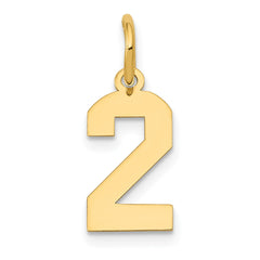 14k Small Polished Number 2 Charm