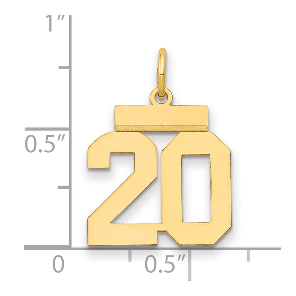 14k Small Polished Number 20 Charm