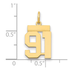 14k Small Polished Number 91 Charm - 2