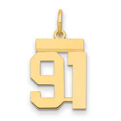 14k Small Polished Number 91 Charm - 2