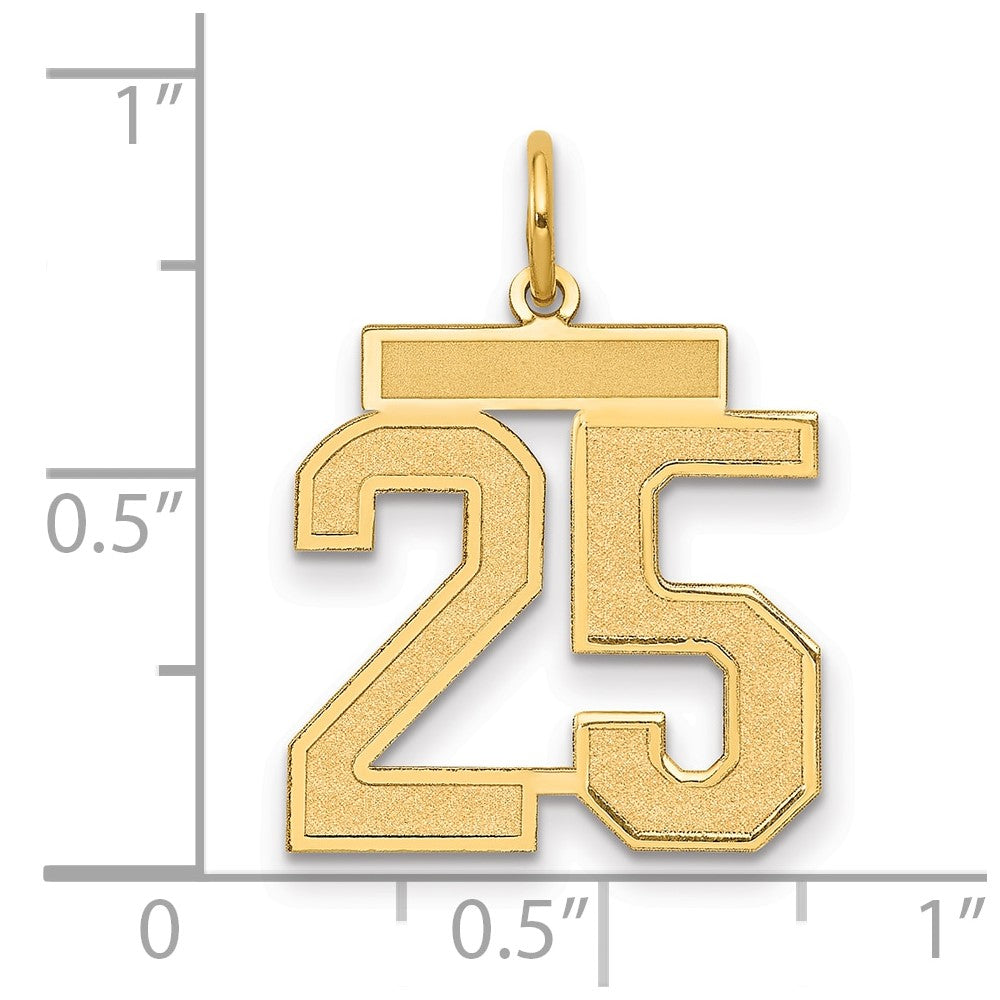 14k Medium Satin Number 25 Charm