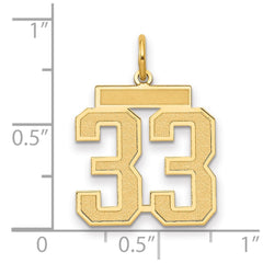 14k Medium Satin Number 33 Charm