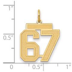 14k Medium Satin Number 67 Charm