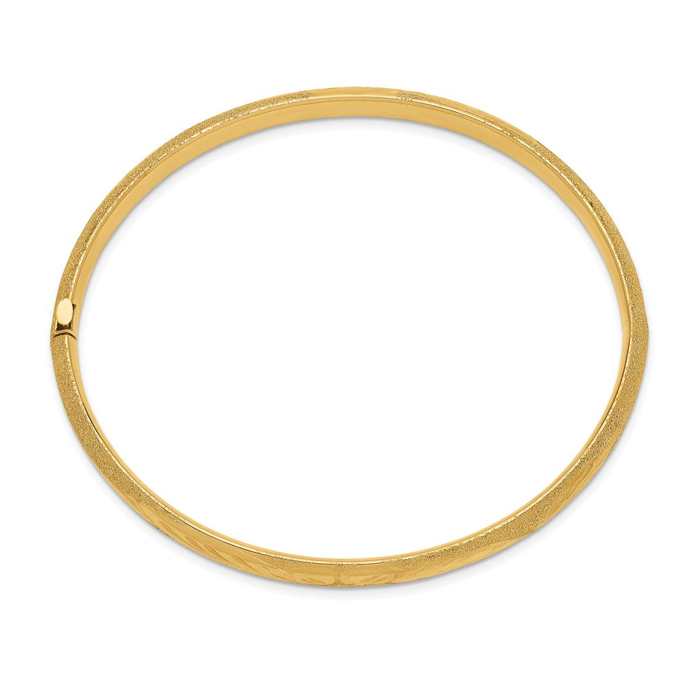 14k 4/16 Laser Cut Hinged Bangle Bracelet