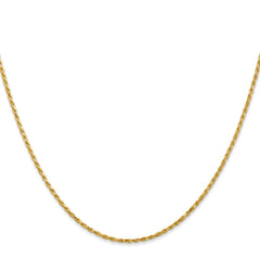 14K 24 inch 1.3mm Diamond-cut Solid Machine Made Rope with Lobster Clasp Chain