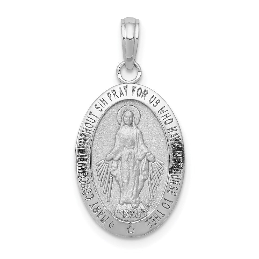 14k White Gold Miraculous Medal Pendant - 3