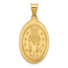 14k Hollow Miraculous Medal Oval Pendant