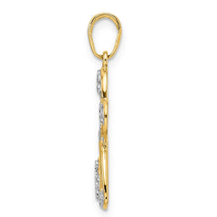 14k and White Rhodium Diamond-cut Dragonfly Pendant