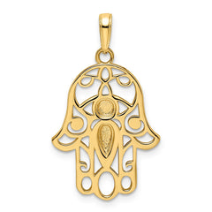 14k & White Rhodium D/C Evil Eye Hamsa Pendant - 3