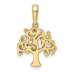 14k and White Rhodium Diamond-cut Tree of Life Pendant - 3