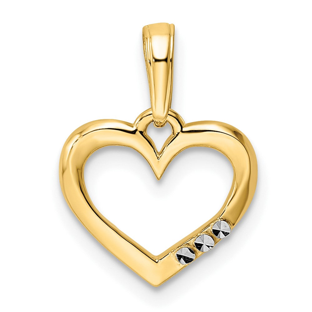 14k and White Rhodium Diamond-cut Heart Pendant - 2