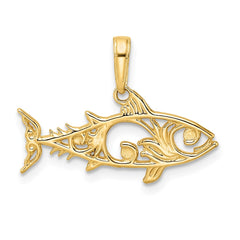 14k and White Rhodium D/C Fish Pendant - 2