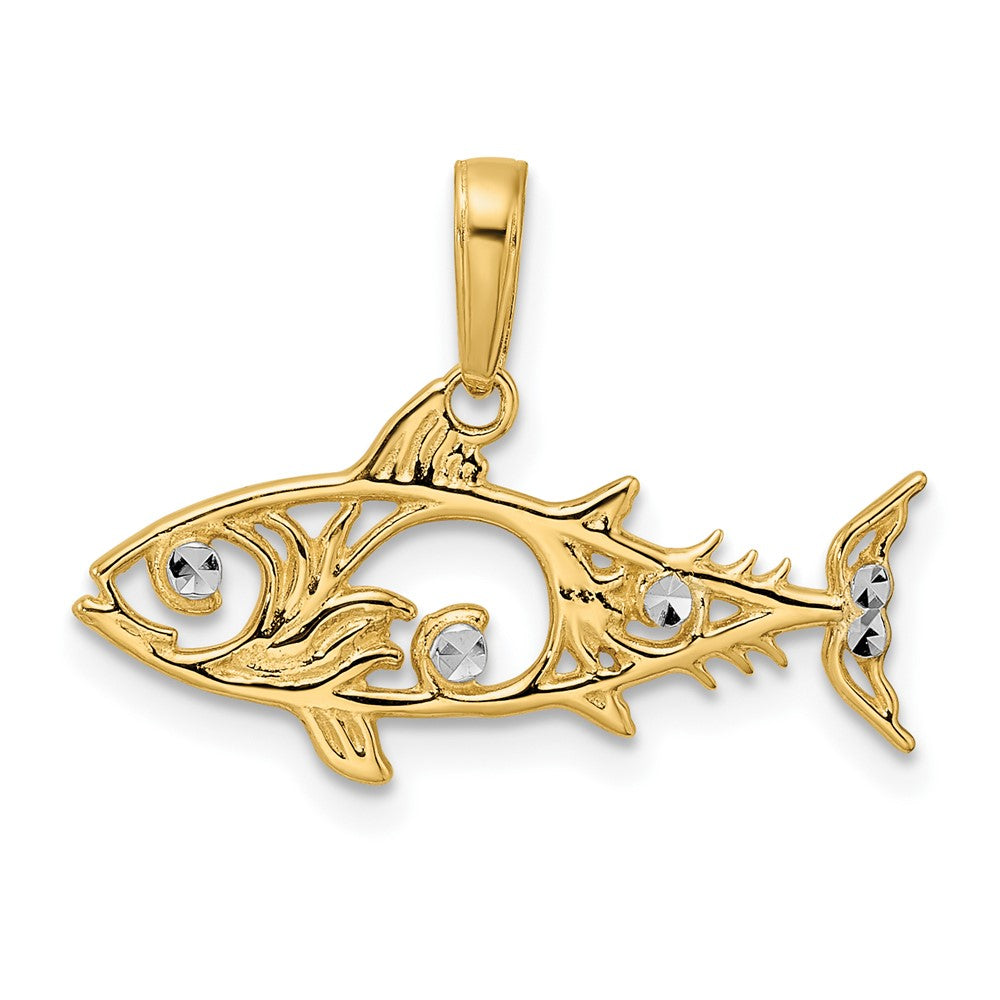 14k and White Rhodium D/C Fish Pendant - 2