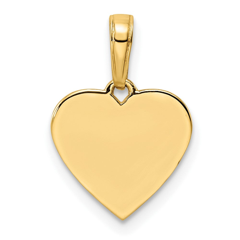 14k and White Rhodium D/iamond-cut Puffy Heart Pendant