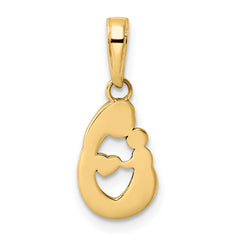 14k and White Rhodium Diamond-cut Mother and Baby Teardrop Pendant