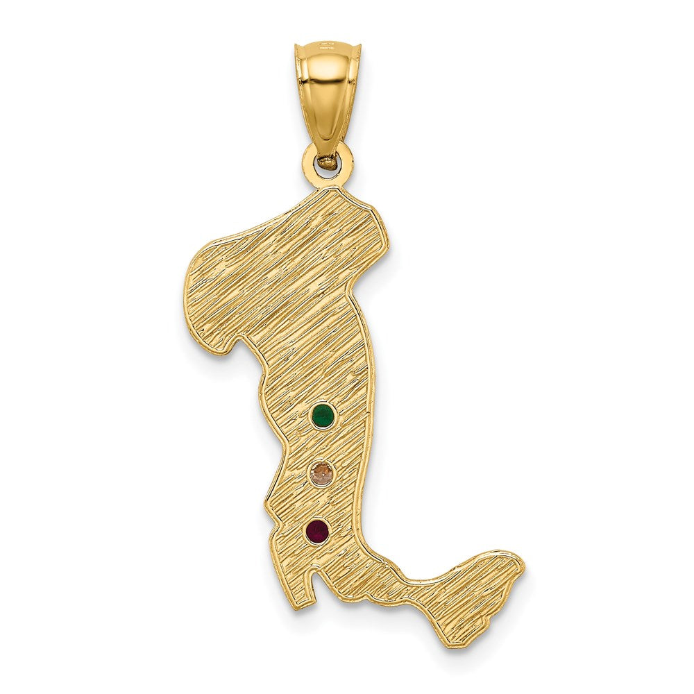 14K Italy w/Emerald, Ruby and CZ Stones Charm