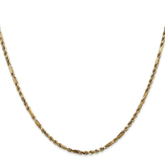 14K 24 inch  2.25mm Diamond-cut Milano Rope with Lobster Clasp Chain