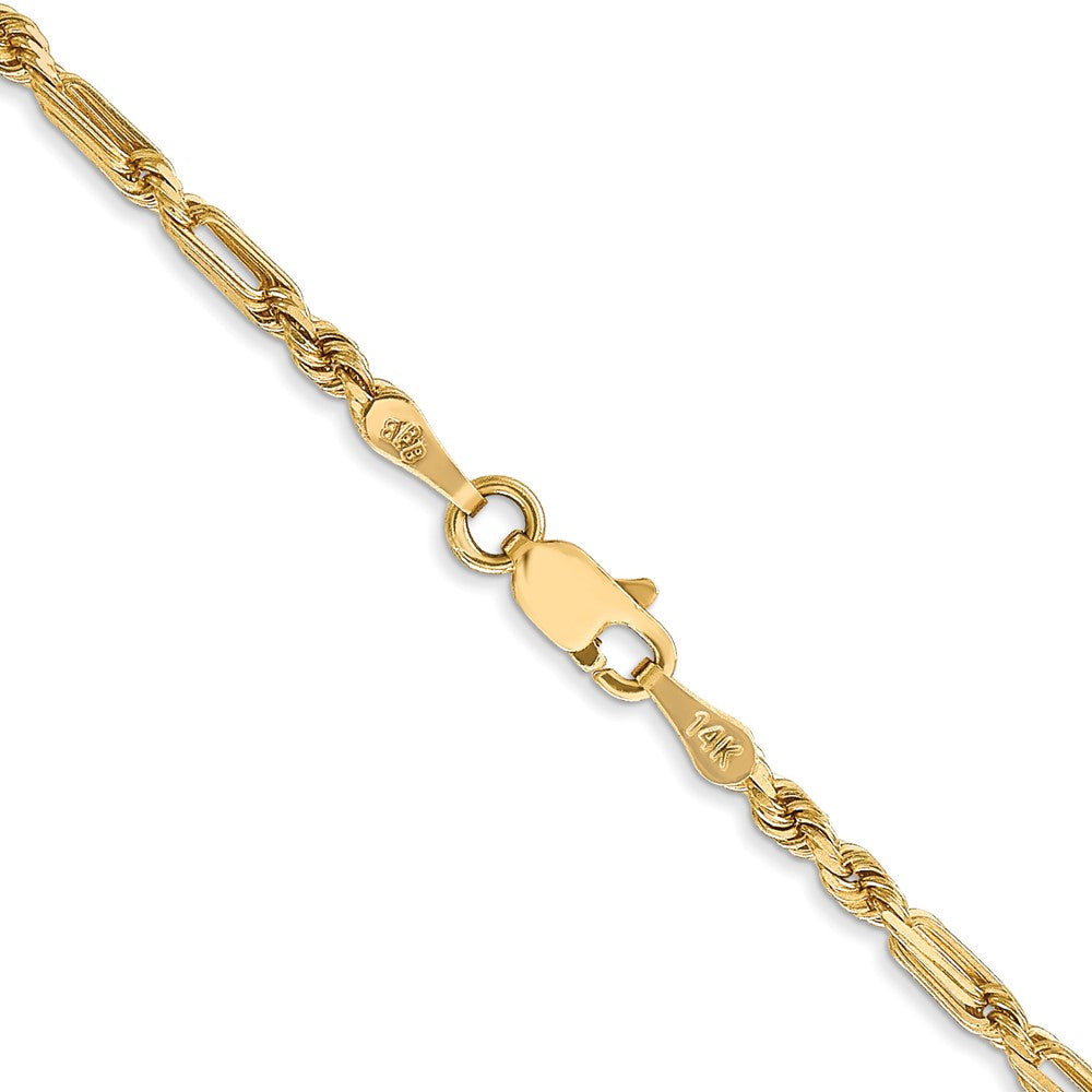 14K 16 inch  2.5mm Diamond-cut Milano Rope with Lobster Clasp Chain