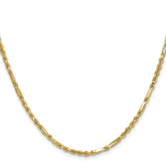 14k 2.75mm D/C Milano Rope Chain - 6