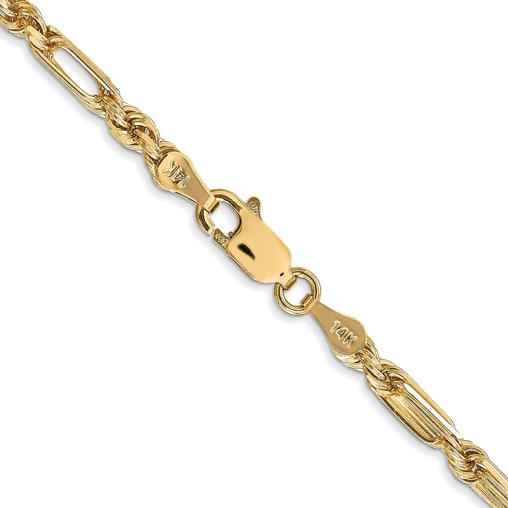 14K 16 inch  3mm Diamond-cut Milano Rope with Lobster Clasp Chain