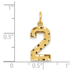 14k Medium Diamond-cut Number 2 Charm